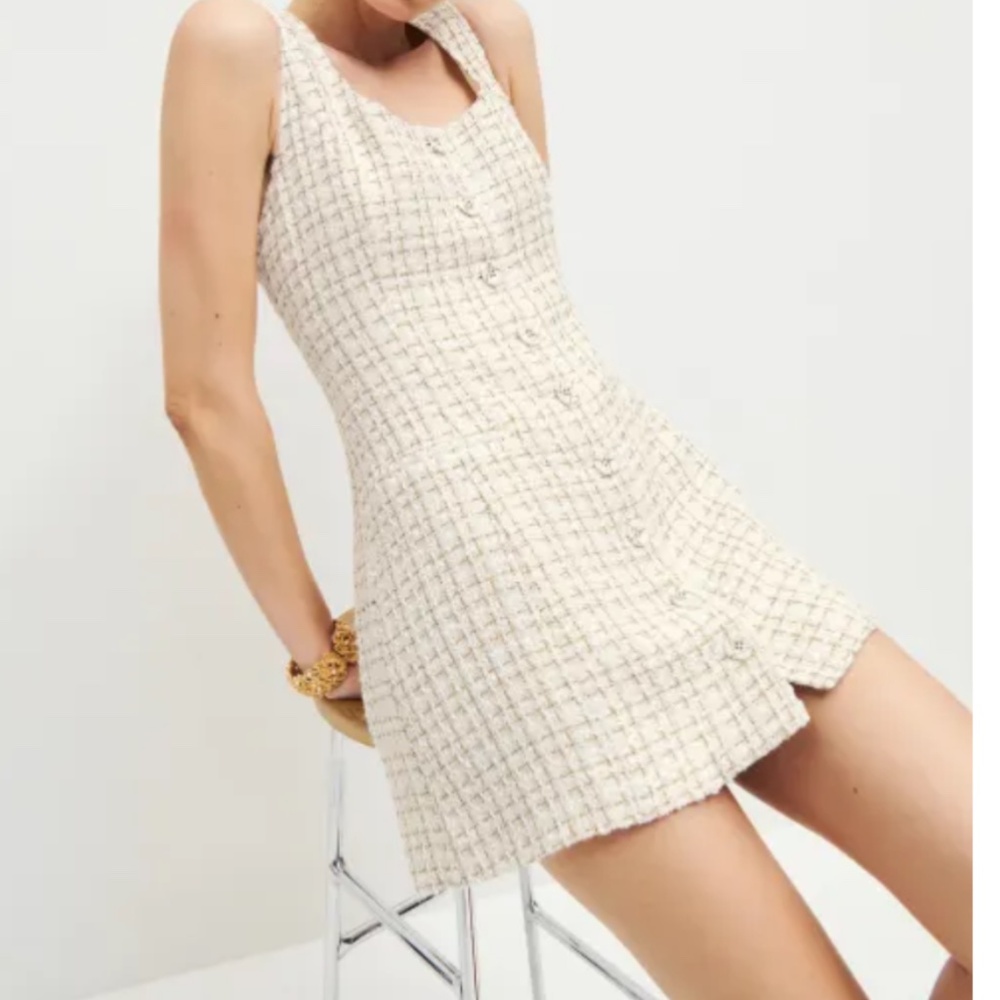 Reformation Jaine Dress White Tweed - Size 0 - NWT